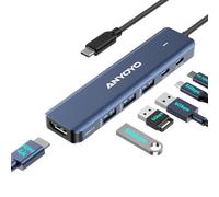 ANYOYO USB C hub, 6 in 1 USB C to HDMI Adapter with 4K60HZ, PD 100W, 5Gbps Data Transfer 4 * USB3.0 (3A + 1C), Aluminum USBC HDMI Splitter for Macbook Pro/Air, Lenovo, Dell, HP, Acer