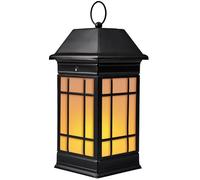 anyperfect 14'' Glass Solar Lantern Outdoor Waterproof, Hanging Lanterns Solar with Flickering Flame Lights Decorative for Patio Front Porch Garden Backyard Outside Tabletop, Vintage Black