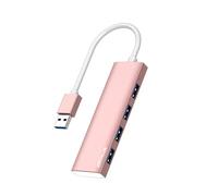 ANYPLUS USB Hub, USB 3.0 Hub Aluminum Alloy Ultra Slim USB Splitter, Portable 4 Port USB Extender, USB Hub for Laptop, PC, Macbook, iMac, Surface Pro, Mac Pro, Flash Drive, XPS 【Pink】