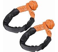 ANYPOWK Synthetic Soft Shackle - 7/16 Inch X 22 Inch 35,000lbs Breaking Strength, UHMWPE Rope Shackle with Protective Sleeves for Sailing SUV ATV 4x4 Truck Jeep Recovery Towing, Orange (2-Pack)