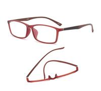 Anyrain Blue Light Blocking Reading Glasses, TR90 Frame, Ultra-Thin Lenses Sports Glasses, Lightweight, Flexible Reading Glasses for Computer, PC, Glasses Case (Red, 1.00)