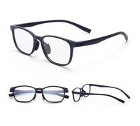 Anyrain Lightweight Reading Glasses for Men, Blue Light Blocking Glasses, Rectangular Frame Scratch Resistant Lens with Spring Hinges, TR90 Comfortable and Flexible Readers, Glasses Case (Blue, 2.00)