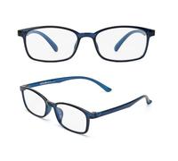 Anyrain TR90 Sports Reading Glasses for Men Women, Rectangular Frame with Spring Hinges, Thin Lenses Eyeglasses, Blue Light Blocking Readers Glasses for Computers, Reading, Glasses Cases (Blue, 1.00)