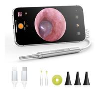 AnyScope Digital Otoscope Compatible with iPhone and Android Devices, HD Ear Camera with Ear Wax Removal Tools, Video Ear Scope Otoscope with Light, Capture Photos and Videos (Silver)