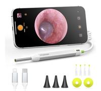 AnyScope Digital Otoscope with Gyroscope, HD Ear Camera with Ear Wax Removal Tools, Video Ear Scope Otoscope with Light, Compatible with iPhone and Android (Silver)