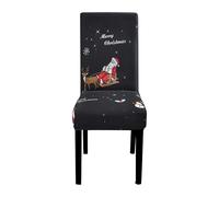 Anyseat Black Santa Reindeer Sly Elastic Chair Cover for Dining Room