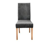 Anyseat Chair Cover Dark Grey Velvet Plush Stretch Elastic Slipcover