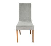 Anyseat Chair Cover Light Grey Velvet Plush Stretch Elastic Slipcover