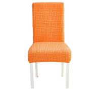 Anyseat Chair Cover Orange Square Geometric Style with Elastic Material for Dining Room Kitchen Wedding Hotel Banquet Restaurant