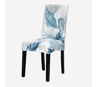 Anyseat Chair Cover Sky Blue Leaf Design with Anti-Dirt and Elastic Material for Dining Room Kitchen Wedding Hotel Banquet Restaurant