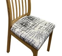 Anyseat Chair Cover White with Black Sketch Lines Design Stretch Seat Cover for Home Dinning Kitchen Washable Removable