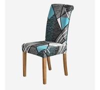 Anyseat Sky Blue Linear and Shapes Elastic Chair Cover for Dining Room