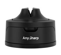 AnySharp Evo Knife Sharpener, Hands-Free Safety, PowerGrip Suction, Black | Safely Sharpens All Kitchen Knives, Ideal for Hardened Steel & Serrated, Compact, One Size