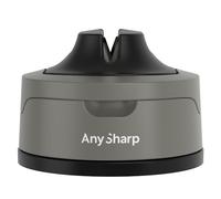 AnySharp Evo Knife Sharpener, Hands-Free Safety, PowerGrip Suction, Grey | Safely Sharpens All Kitchen Knives, Ideal for Hardened Steel & Serrated, Compact, One Size