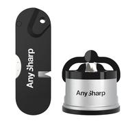 AnySharp Knife Sharpener Bundle, Sharpens Kitchen, Tactical, Hunting Knives, Safe, One-Handed, Portable, Fire Starter, Silver, One Size, ABS Material