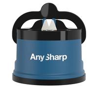 AnySharp Knife Sharpener, Hands-Free Safety, PowerGrip Suction, Blue | Safely Sharpens All Kitchen Knives, Ideal for Hardened Steel & Serrated, Compact, One Size