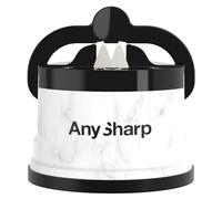 AnySharp Knife Sharpener, Hands-Free Safety, PowerGrip Suction, Marble | Safely Sharpens All Kitchen Knives, Ideal for Hardened Steel & Serrated, Compact, One Size