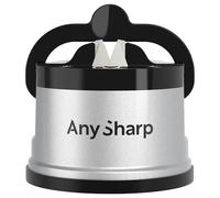 AnySharp Knife Sharpener, Hands-Free Safety, PowerGrip Suction, Safely Sharpens All Kitchen Knives, Ideal for Hardened Steel & Serrated, World's Best, Compact, One Size, Silver