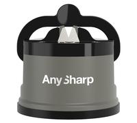 AnySharp Knife Sharpener, Hands-Free Safety, PowerGrip Suction, Safely Sharpens All Kitchen Knives, Ideal for Hardened Steel & Serrated, World's Best, Compact, One Size, Grey