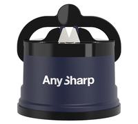 AnySharp Knife Sharpener, Hands-Free Safety, PowerGrip Suction, Safely Sharpens All Kitchen Knives, Ideal for Hardened Steel & Serrated, World's Best, Compact, One Size, Navy Blue