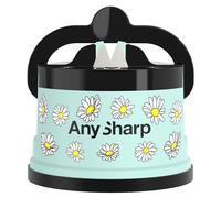AnySharp Knife Sharpener, Hands-Free Safety, PowerGrip Suction, Safely Sharpens All Kitchen Knives, Ideal for Hardened Steel & Serrated, World's Best, Compact, One Size, Daisies Design