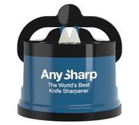 AnySharp Knife Sharpener, Hands-Free Safety, PowerGrip Suction, Safely Sharpens All Kitchen Knives, Ideal for Hardened Steel & Serrated, World's Best, Compact, One Size, Blue