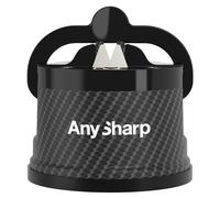 AnySharp Knife Sharpener, Hands-Free Safety, PowerGrip Suction, Safely Sharpens All Kitchen Knives, Ideal for Hardened Steel & Serrated, World's Best, Compact, One Size, Carbon Fibre Design