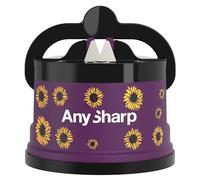 AnySharp Knife Sharpener, Hands-Free Safety, PowerGrip Suction, Safely Sharpens All Kitchen Knives, Ideal for Hardened Steel & Serrated, World's Best, Compact, One Size, Sunflowers Design