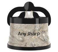 AnySharp Knife Sharpener, Hands-Free Safety, PowerGrip Suction, Stone | Safely Sharpens All Kitchen Knives, Ideal for Hardened Steel & Serrated, Compact, One Size