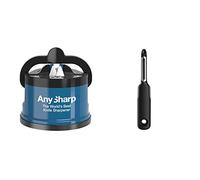 AnySharp Knife Sharpener with PowerGrip, Blue, One Size & OXO Good Grips Swivel Peeler