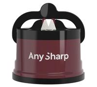 AnySharp Pro Metal Knife Sharpener, Hands-Free Safety, PowerGrip Suction, Sharpens All Kitchen Knives, Ideal for Hardened Steel & Serrated, World's Best, Compact, One Size, Wine