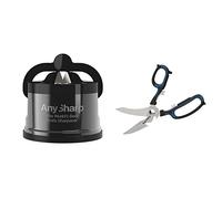 AnySharp Pro Metal Knife Sharpener with Suction, Wolfram, One Size & Smart Sizzors 'Cut Anything' Multi-Purpose Scissors, Blue