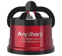 AnySharp Pro Metal World's Best Knife Sharpener with Suction, Metallic Red