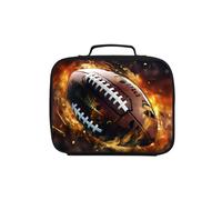 AnySmic American Football Lunch Box for Boys Girls, Rugby Sports Kids School Lunch Bag, Inner Insulated Layer, Polyester Fabric, Leak-proof Children Lunchbox, Double Zipper for Child Age 6+