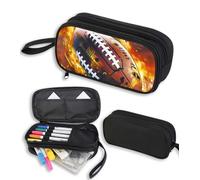 AnySmic American Football Pencil Case for Boys Girls, Rugby Sports Large Pencil Pouch for Kids, Big Capacity Pen Case, Polyester, Double Zipper, Back to School Gifts