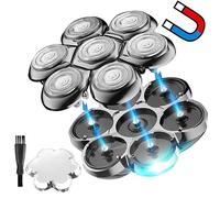 ANYSONIC Universal Magnetic 7 Blades Head Shaver Heads Compatible with Freedom Eagle Shaver, Compatible with mainstream shaver brands? Universal heads (7 Silver)