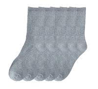 Anysox 5 Pairs Size 2-6 Fashion Socks High Quality Office Sports Business Long Socks Cotton Solid Colors Skateboard Knitted Casual Grey