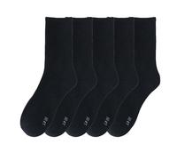 Anysox 5 Pairs Size 2-6 Fashion Socks High Quality Office Sports Business Long Socks Cotton Solid Colors Skateboard Knitted Casual Black