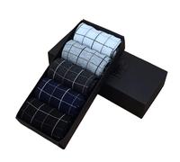 Anysox 5 Pairs Size 6-10 Casual Business Socks High Quality Cotton Breathable Elastic Checkered Design For Men