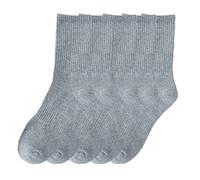 Anysox 5 Pairs Size 6-9 Fashion Socks High Quality Office Sports Business Long Socks Cotton Solid Colors Skateboard Knitted Casual Grey