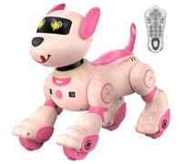 anysun Robot Dog, Rechargeable Robot Dog Toy, Programmable Toy with Tracking Function, Voice Commands, Remote Control and Touch Sensor, Ideal Christmas Gift for Kids (Pink)
