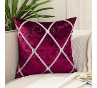 Anything 4 you Velvet Throw Pillow Covers Set of 2-45 x 45 cm (18 x 18 inch) Burgundy Cushion Cover with Luxury Diamond Rhinestone Design and Invisible Zipper - Ideal for Living Room, Sofa & Bedroom