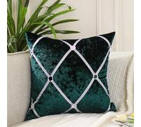 Anything 4 you Velvet Throw Pillow Covers Set of 2-45 x 45 cm (18 x 18 inch) Emerald Green Cushion Cover with Luxury Diamond Rhinestone Design,Invisible Zipper-Ideal for Living Room, Sofa & Bedroom
