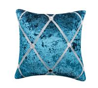 Anything 4 you Velvet Throw Pillow Covers Set of 2-45 x 45 cm (18 x 18 inch) Peacock blue Cushion Cover with Luxury Diamond Design and Invisible Zipper - Ideal for Living Room, Sofa & Bedroom