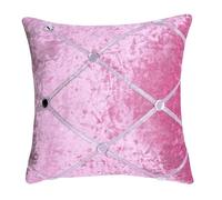 Anything 4 you Velvet Throw Pillow Covers Set of 2-45 x 45 cm (18 x 18 inch) Pink Cushion Cover with Luxury Diamond Rhinestone Design and Invisible Zipper - Ideal for Living Room, Sofa & Bedroom