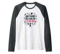 Anything He Can Do, I Can Do - Empowering Women Quote Raglan Baseball Tee, Men, Dark Heather/White, L