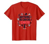 Anything He Can Do, I Can Do - Empowering Women Quote T-Shirt, Kids, Red, 8 Years