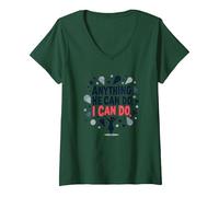 Anything He Can Do, I Can Do - Empowering Women Quote V-Neck T-Shirt, Women, Forest Green, S