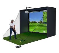 Anything Sports - Home Golf Simulator Enclosure with 4k Golf Impact Screen - Practice Golf Net - Full Indoor Golf Cage with Metal Frame - Multiple