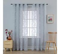 Anytime Grey Lace Sheer Curtain Panels for Living Room Elegant Window Treatment Sets Light Filtering Translucent Draperies for Office (2 Panels,W55 x L84inch)